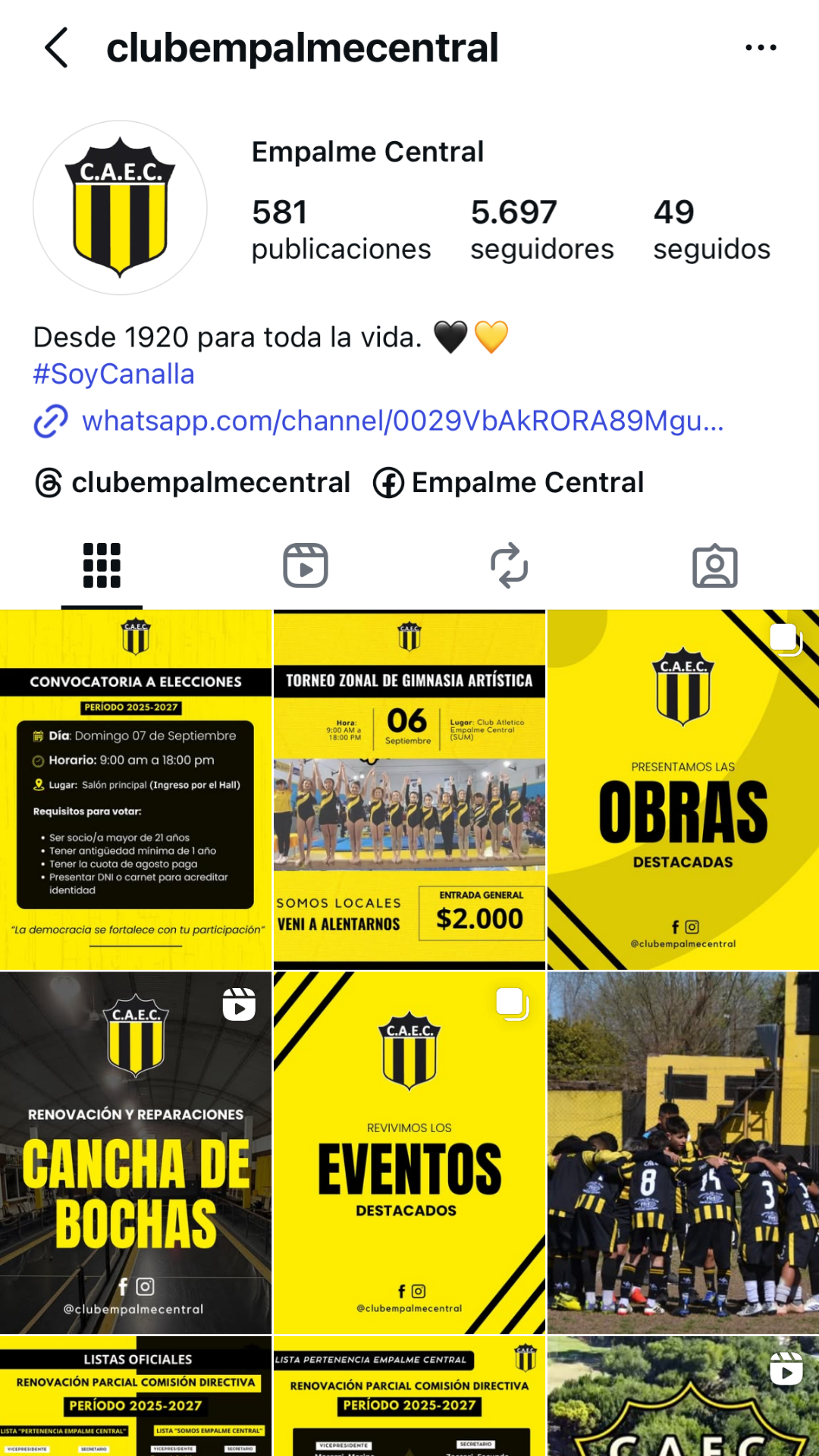 Contenido — @clubempalmecentral