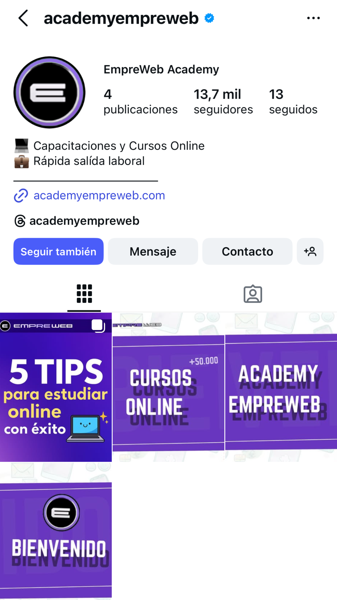 Contenido — @academyempreweb