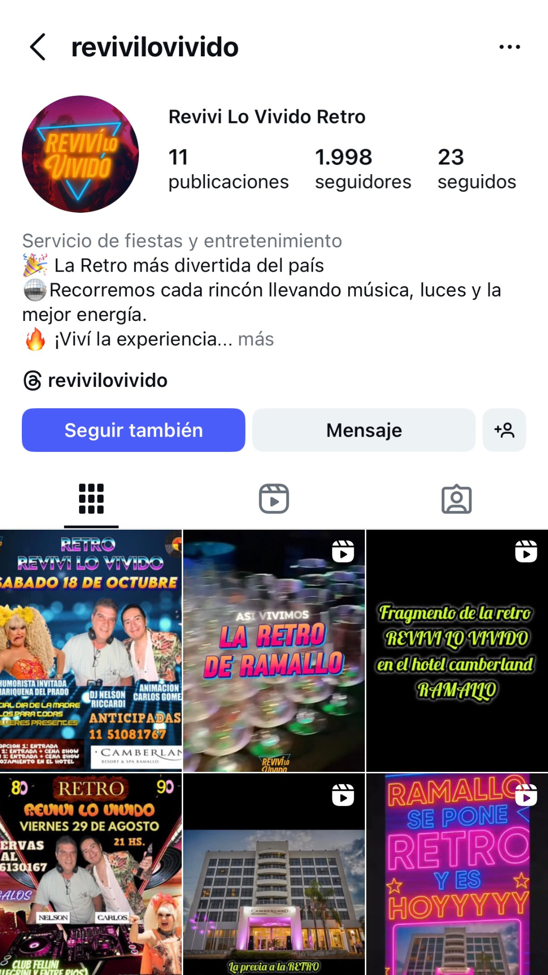 Eventos — @revivilovivido