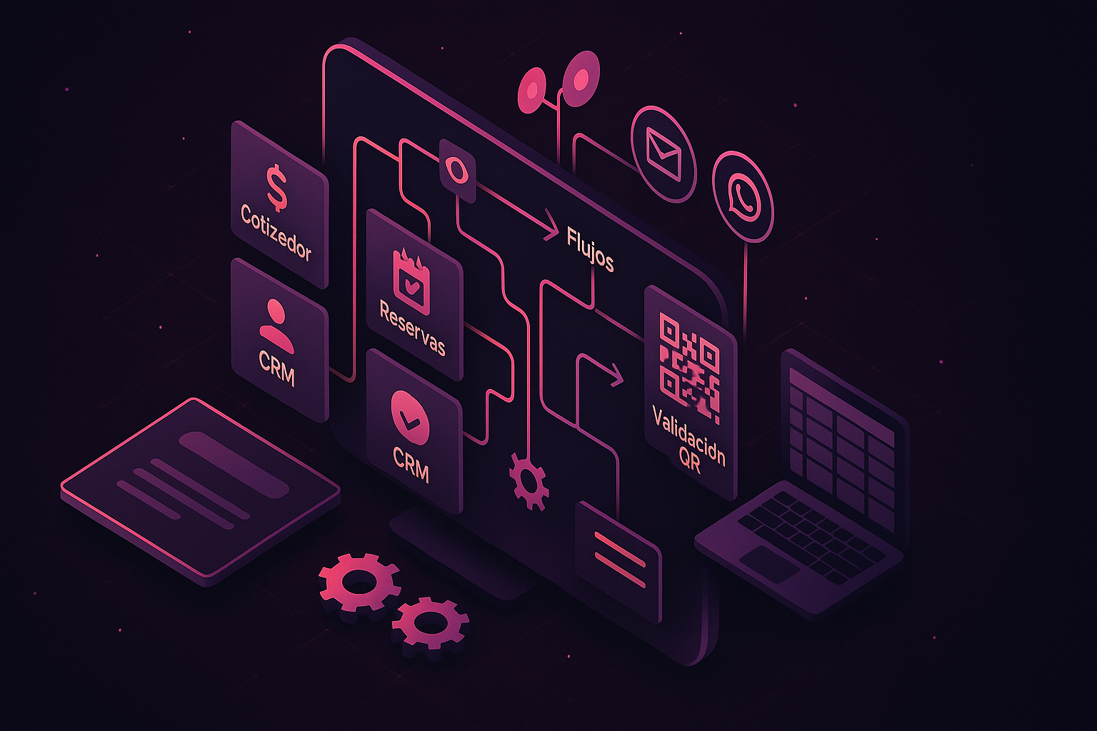 Automatizaciones: cotizadores, reservas, validación QR y CRM