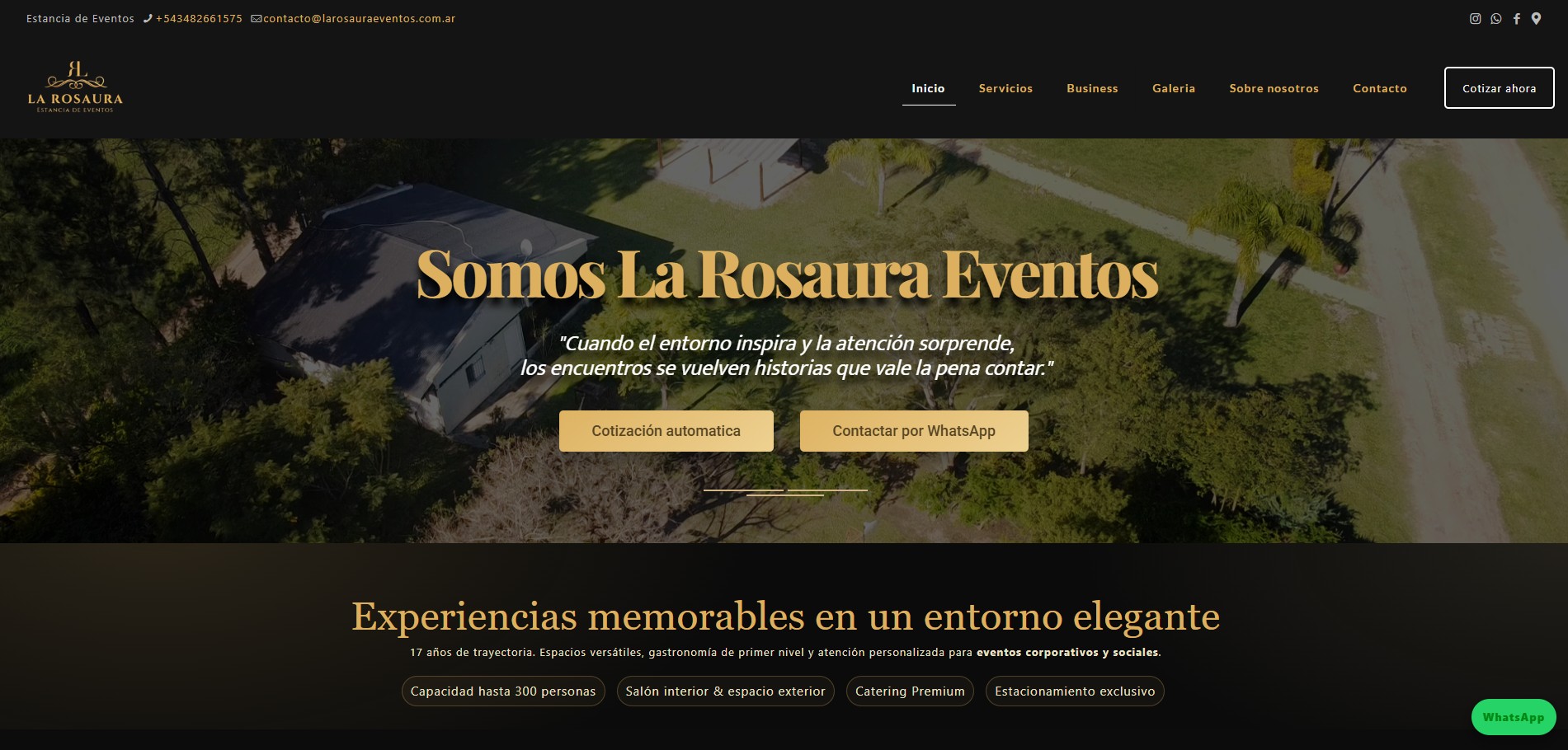 La Rosaura Eventos: salón y servicios